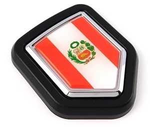 Peru flag Car Truck Black Shield Grill Badge grille chrome emblem - Imagen 1 de 12