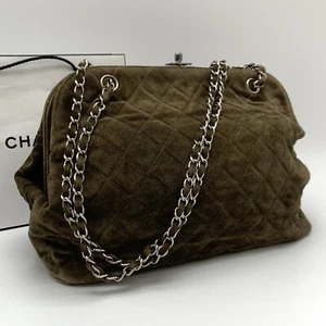 CHANEL Matelasse Suede Chain Shoulder Tote Bag Turn Lock Brown Auth from Japan - Picture 1 of 18