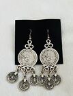Ethnic Traditional Bollywood Style3.5  Inches Silver Tone Indianearrings New