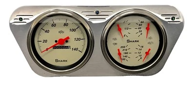 1953 1954 1955 Ford Truck 5" 2 Gauge Quad Dash Panel Insert Cluster Set Shark - Image 1 of 4