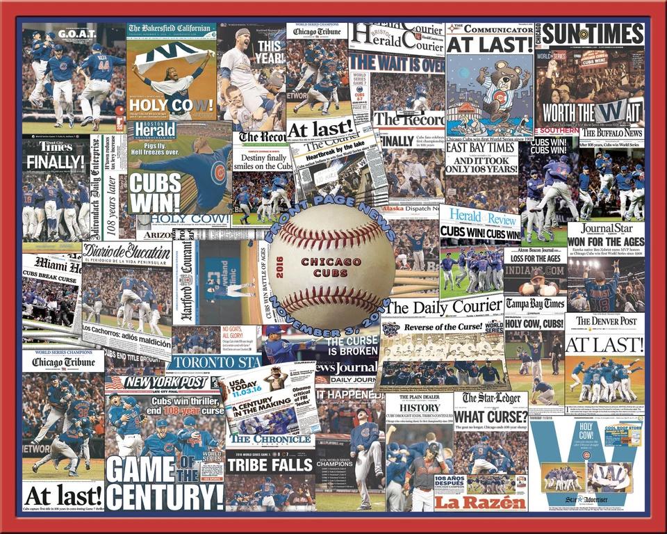Póster collage de periódicos de la Serie Mundial 2016 de los Chicago Cubs - 16x20" sin marco Foto 1 de 1