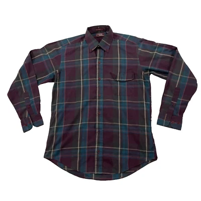 CAMBRIDGE CLASSICS Lightweight Shirt Mens M Purple Red Plaid Classic Work Stain - Image 1 of 4