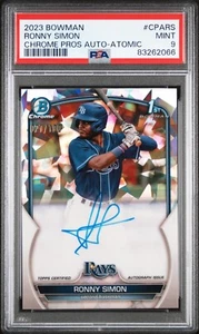 2023 1st Bowman Chrome ATOMIC RC AUTO Ronny Simon PSA 9! Rookie Autograph /100 - Picture 1 of 2