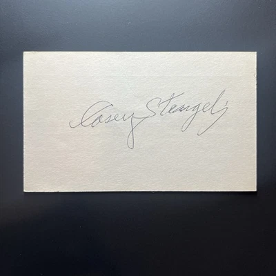 Casey Stengel Signed Index Card Beckett Hall of Fame - Image 1 of 3