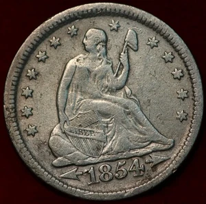 1854 Philadelphia Mint Silver Seated Liberty Quarter wtih Arrows - Picture 1 of 2
