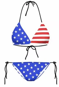 1 Set American Flag Bikini for Women Two Piece Swimsuit Sexy Beach Swimwear - Picture 1 of 1