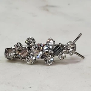 Horquilla de cierre de pellizco de metal tono plateado de 1,5" de colección con estrás - Imagen 1 de 11