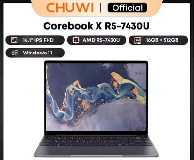 CHUWI CoreBook X Gaming Laptop AMD R5-7430U 6 Cores 14.1 inch FHD 16G RAM 512GB - Image 1 of 4