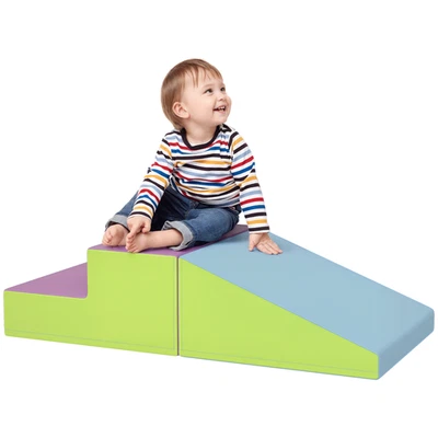 HOMCOM 2 Piece Soft Play Set for Toddler Climb and Crawl, Blue - Image 1 of 4