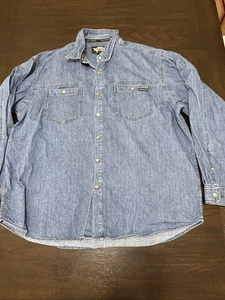 Harley-Davidson Denim Shirt 2XL Eagle Embroidery Est. 1903 Biker Gear Cotton - Picture 1 of 9