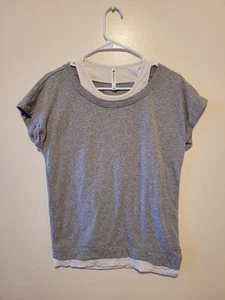 Fabletics XS Grey Short Sleeve Sweatshirt - Picture 1 of 5