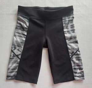Nike ✔ Tight Fit Black White Stretch Athletic Workout Shorts Youth Medium EUC - Picture 1 of 7