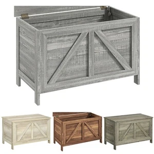 HOMCOM Storage Chest Farmhouse Toy Box Organizer with Safety Hinge - Picture 1 of 45