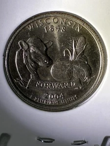 2004 Wisconsin State Error Quarter Extra Leaf High Denver Mint Circulated - Picture 1 of 6