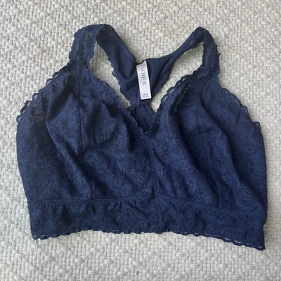 Cacique 18/20 Bralette Blue Lace Wireless Pullover RacerBack - Image 1 of 4