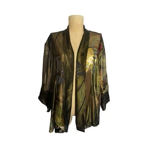 Cárdigan para mujer Chico frente abierto estampado mariposa mezcla seda negro talla 2 - Imagen 1 de 6