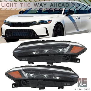 For Honda Civic Touring/Sport 2022-2023 OE Style Black Full LED Headlights L+R - Picture 1 of 14