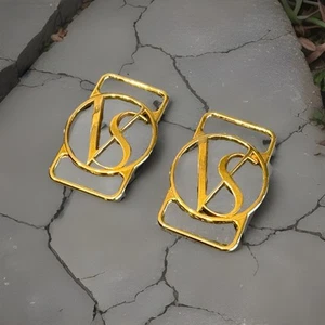 Authentic Victoria's Secret Replacement Gold Tone Metal Straps Logo Loops 2x - Picture 1 of 11