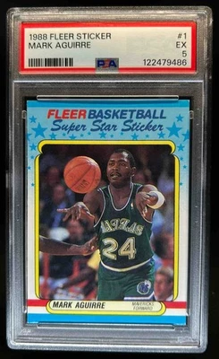 1988-89 Fleer Mark Aguirre Stickers #1 Mavericks PSA 5 - Image 1 of 2