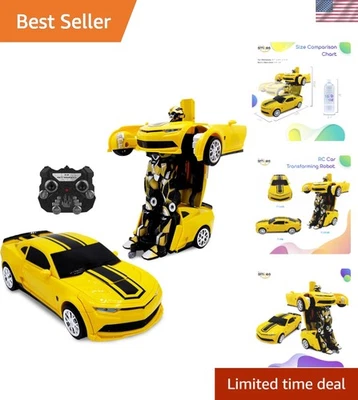 Juguete de control remoto amarillo interactivo - Coche robot transformador para niños 8-13 Foto 1 de 4