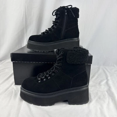 Botas de invierno y nieve AQUA Thea de gamuza con cremallera para mujer 7,5 negras cierre de cremallera lateral Foto 1 de 4