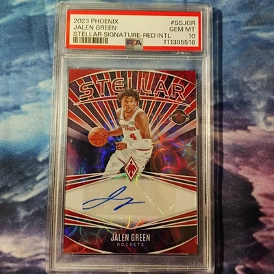 2023-24 panini Jalen Green-Stella Signature-Red Intl 17/25 psa 10 (POP 2) - Image 1 of 4
