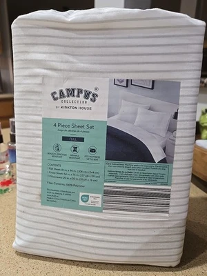 Juego de sábanas Aldi Kirkton House Campus Collection 4 piezas COMPLETO blancas con rayas grises Foto 1 de 4