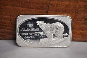 Vintage .999 Silver Polar Bear King of the Arctic 1974 1oz. Bar U.S. Silver Corp - Picture 1 of 11