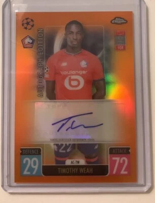Timothy Weah Topps Match Attax Chrome CL 2021/22 Orange Auto /25  - Image 1 of 2