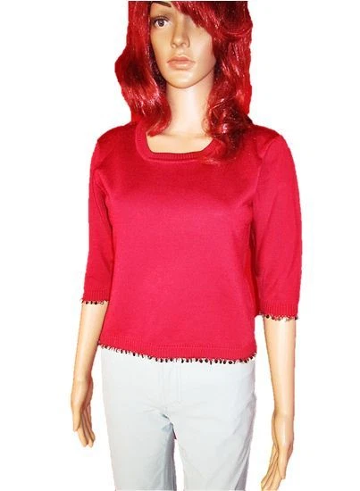 Blusa suéter jersey CAROLIN VANITY para mujer tejido fino borgoña lentejuelas talla S AN2  Foto 1 de 4