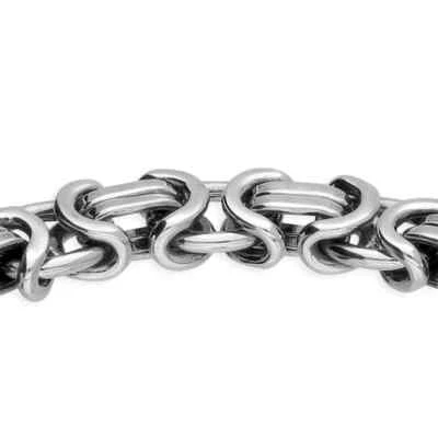 Uomo Argento Sterling Massiccio Bizantina Bracciale Britannico Fatto 925 Marcato - Immagine 1 di 4