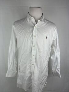 Polo Ralph Lauren Men's White Solid Cotton Dress Shirt 18 - 34/35 $98