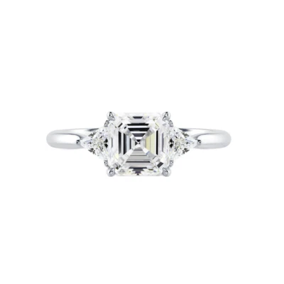Engagement Ring 2.70 Carat IGI Lab Created Asscher Diamond 950 Platinum  E F VS - Image 1 of 4