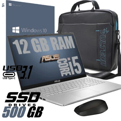 NOTEBOOK 15,6" SLIM ASUS X509FA I5-8265U RAM 12GB SSD 500GB WIN 10 BORSA MOUSE - Immagine 1 di 4