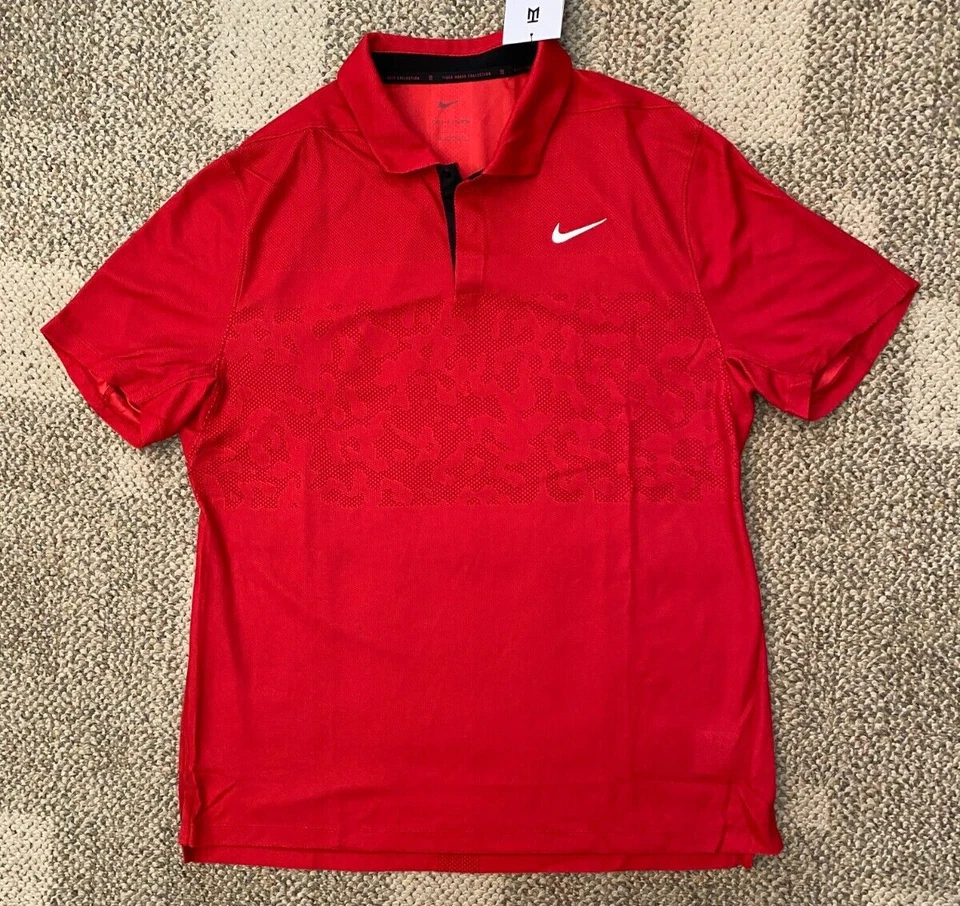 Nike Polo Shirt Top Tiger Woods ADV Golf Dri-FIT Red DR5327 Men's Size Med
