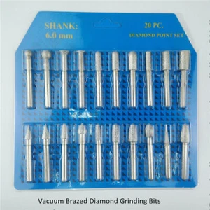 20pcs/set Vacuum Brazed Diamond Mounted Points Grinding Engraving Bits Heads - Picture 1 of 4