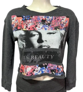 Marilyn Monroe Women's Sweatshirt Size XS Long Sleeve Cropped Graphic Music - Picture 1 of 10