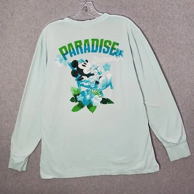 Disney Hombres Camisa Grande Verde Floral Pequeño Mundo Paraíso Verano Mickey Mouse Camiseta Foto 1 de 4