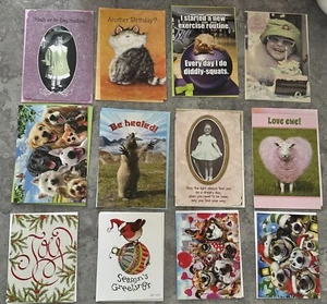 Leanin’ Tree Greeting Cards Lot Of 12 Unused With Envelopes Birthday Get Well - Picture 1 of 24