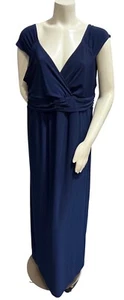 NY Collection Womens Navy Sleeveless Maxi Evening Empire Waist Dress Plus 2X New - Picture 1 of 6