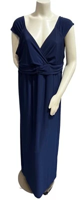 NY Collection Womens Navy Sleeveless Maxi Evening Empire Waist Dress Plus 1X New - Image 1 of 4