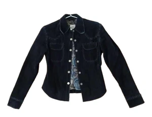 JUNE Western Whipstitch Black Suede 70's Style Vintage Boho Jacket - EUC - Picture 1 of 4