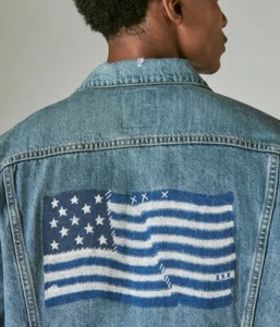 Giacca camionista Lucky Brand Lucky Legend Flag uomo nuova con etichetta taglia large - Foto 1 di 4