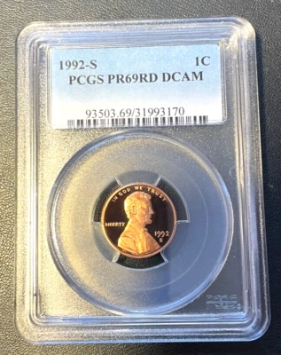  1992-S Lincoln Cent  PROOF PCGS PR69RD DCAM - Image 1 of 2