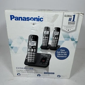 Panasonic KXTGE433B 1.9 GHz Cordless Phones W/ Digital Answering Machine - Zdjęcie 1 z 7