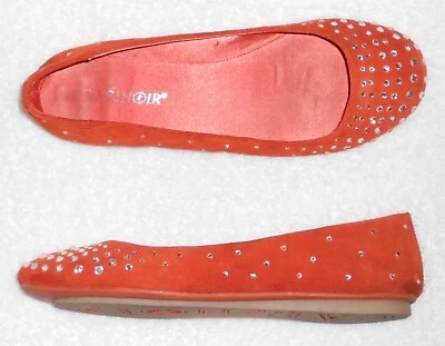 CAFÉ NOIR ballerines cuir daim orange déco strass P 38 TBE - Photo 1/4