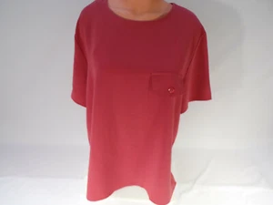 Vintage Maggie Sweet "Surreal" Short Sleeve Top Shirt Womens 1X Salmon Poly USA  - Picture 1 of 6