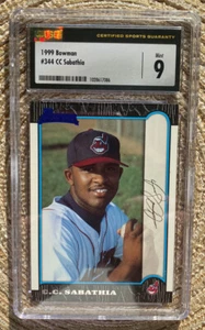 1999 Bowman #344 CC Sabathia RC Cleveland Indians rookie card CSG 9 MINT - Picture 1 of 3