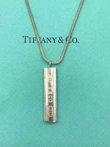Authentic Tiffany & Co 925 Silver 1837 Bar Pendant with Necklace - Picture 1 of 9