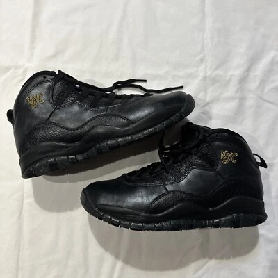 NIKE AIR PARA HOMBRE TALLA 8 JORDAN X 10 RETRO NEW YORK CITY NYC NEGRO DORADO CRIADO 310805 Foto 1 de 4